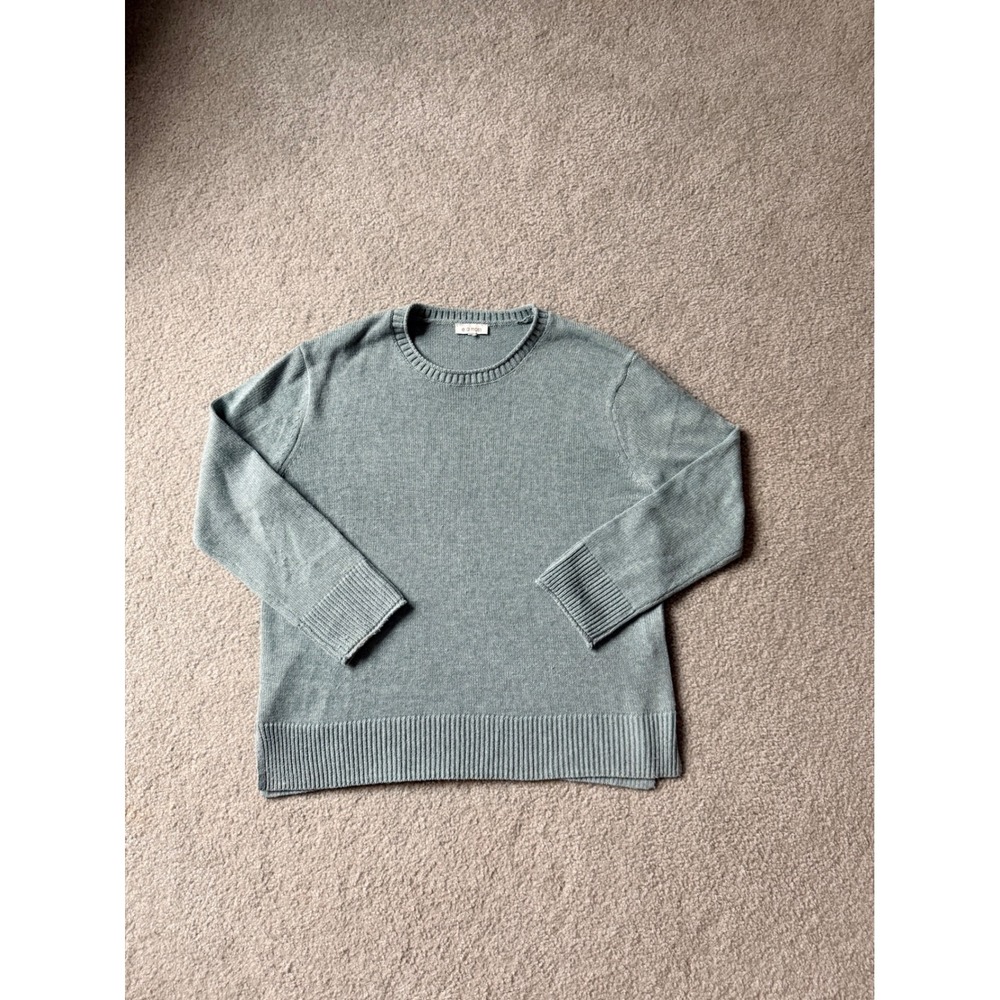 Ella Moss Womens Sage Green Crew Neck Long Sleeve Knit Sweater Side Slits M/L
